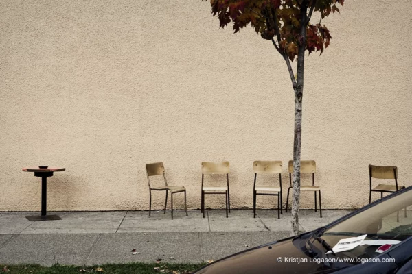 Black car part and chairs