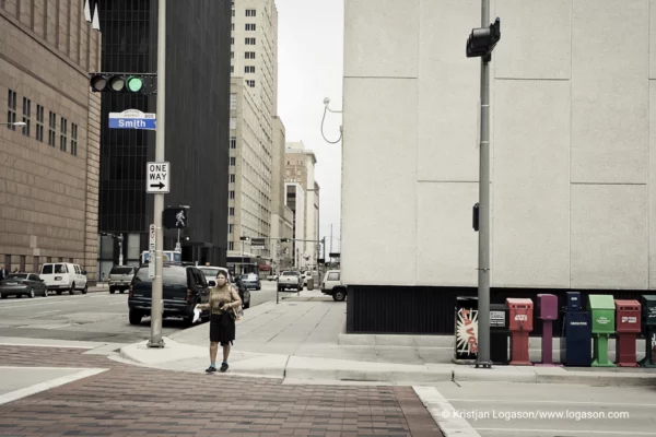 Woman Crossing street, Houston