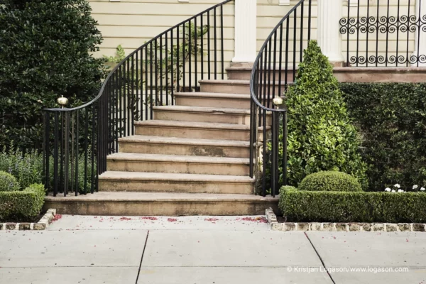 Steps with iron handrail on the side in Charleston, Carolina