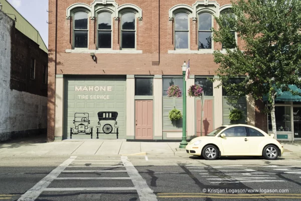 Volkswagen car parked in front of Mahone tire service in Parkersburg